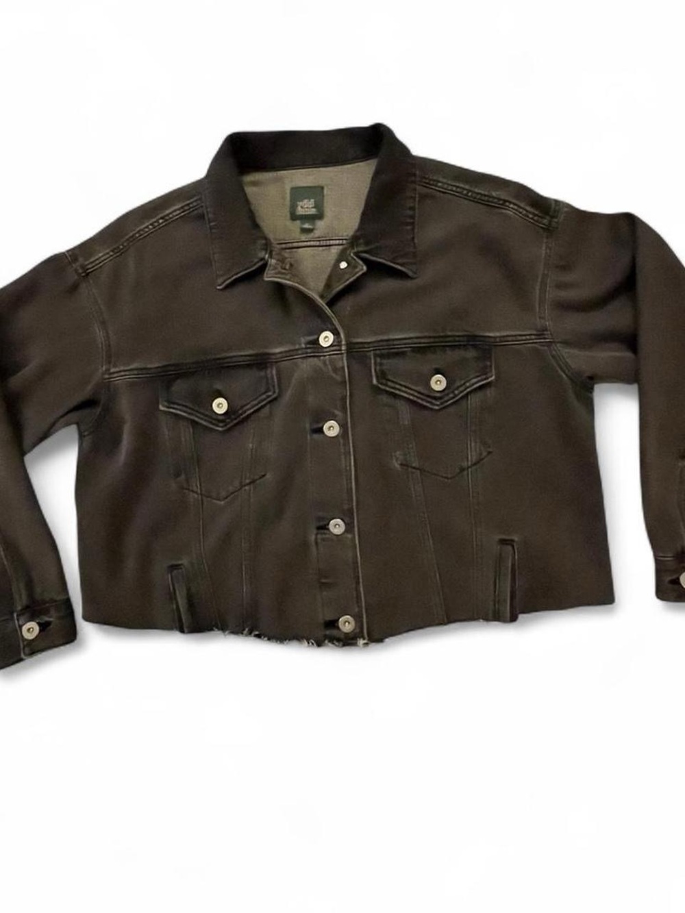Women’s Black Washed Button-Front Jacket - Picture 2 of 4
